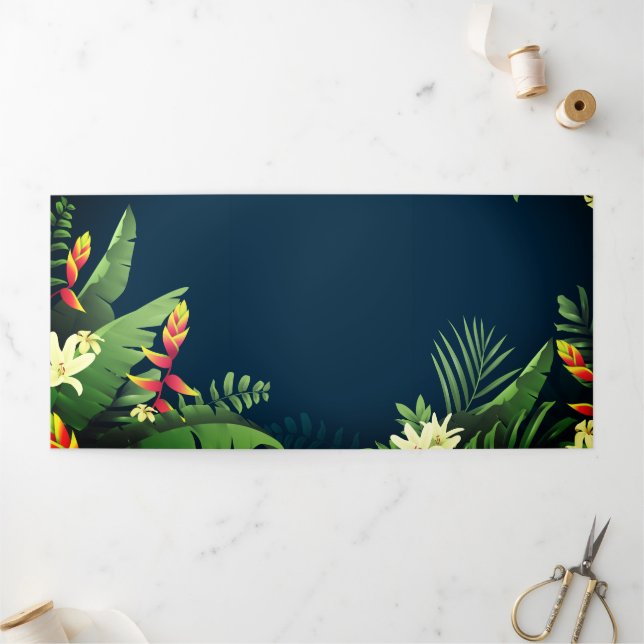 Hawaiian Print  Tri-Fold Invitation (Outside)