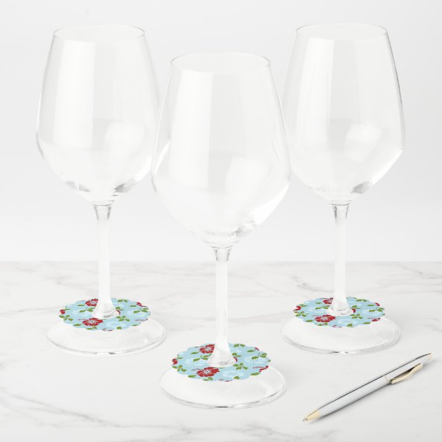 Hawaiian Print Wine Glass Tag (Set)