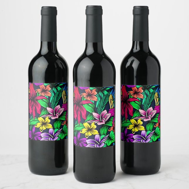 Hawaiian Print Wine Label (Bottles)