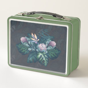 Hawaiian Protea and Monstera Retro Lunch Box