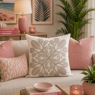 Hawaiian Quilt Naupaka design MAUVE Cushion