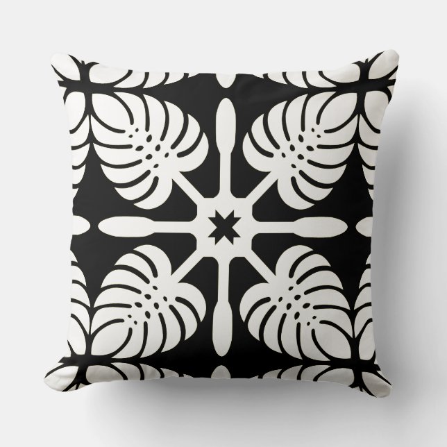 HAWAIIAN QUILT PILLOW- Monstera Cushion (Front)