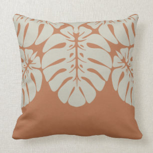 HAWAIIAN QUILT PILLOW- monstera Throw Pillow