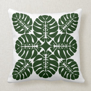 HAWAIIAN QUILT PILLOW- monstera Throw Pillow
