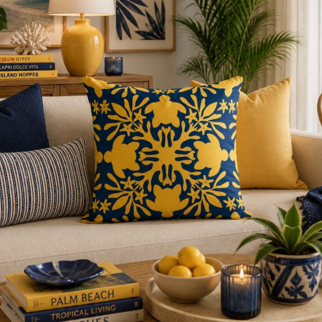 hawaiian quilt sea turtle honu throw pillow (Creator Uploaded)
