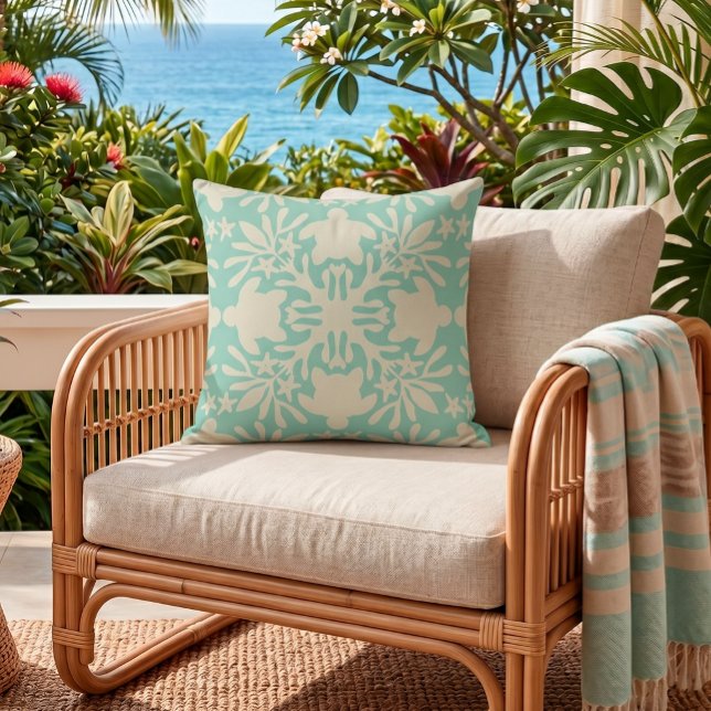 hawaiian quilt sea turtle honu throw pillow (Creator Uploaded)