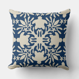 hawaiian quilt sea turtle honu throw pillow