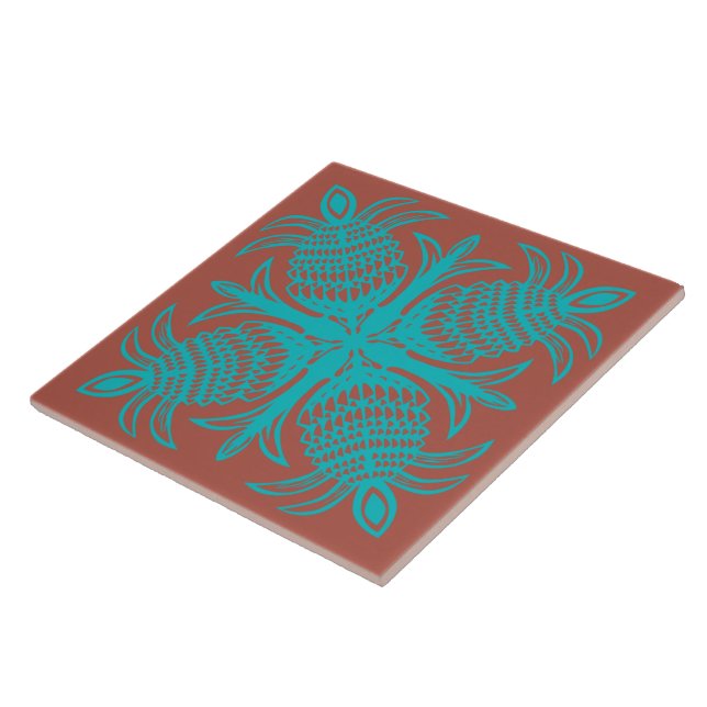 hawaiian quilt styled decorative ceramic tile (Side)