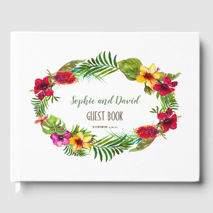 Hawaiian Radiant Tropical Floral Wreath Wedding Guest Book