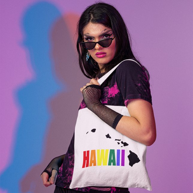 Hawaiian Rainbow 2 Tote Bag (Hawaii in Rainbow Colors)