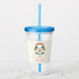 Hawaiian/Rainbow/Palms Santa Acrylic Tumbler