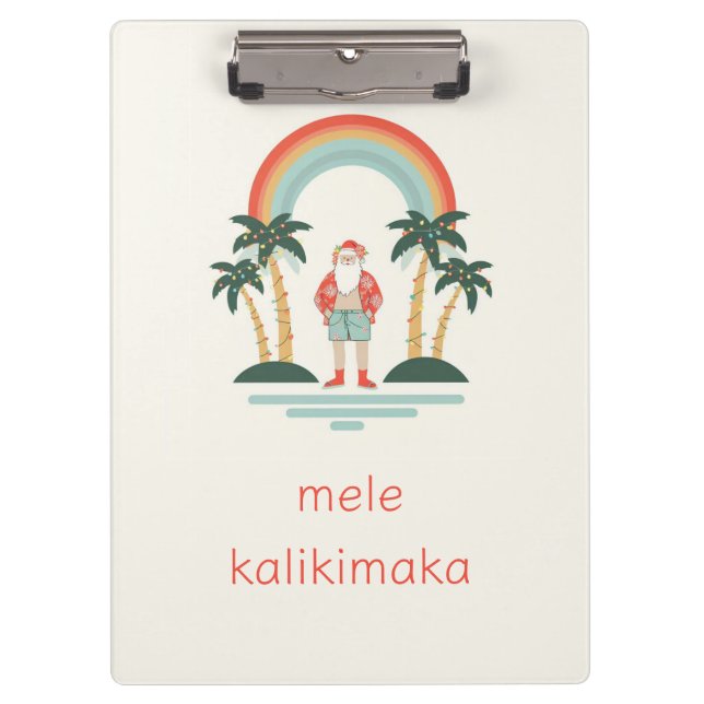 Hawaiian/Rainbow/Palms Santa Clipboard (Front)