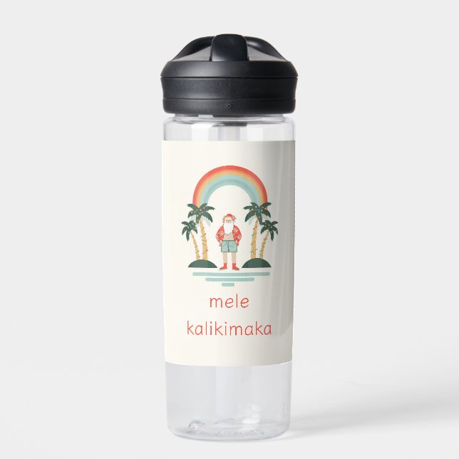 Hawaiian/Rainbow/Palms Santa Water Bottle (Front)