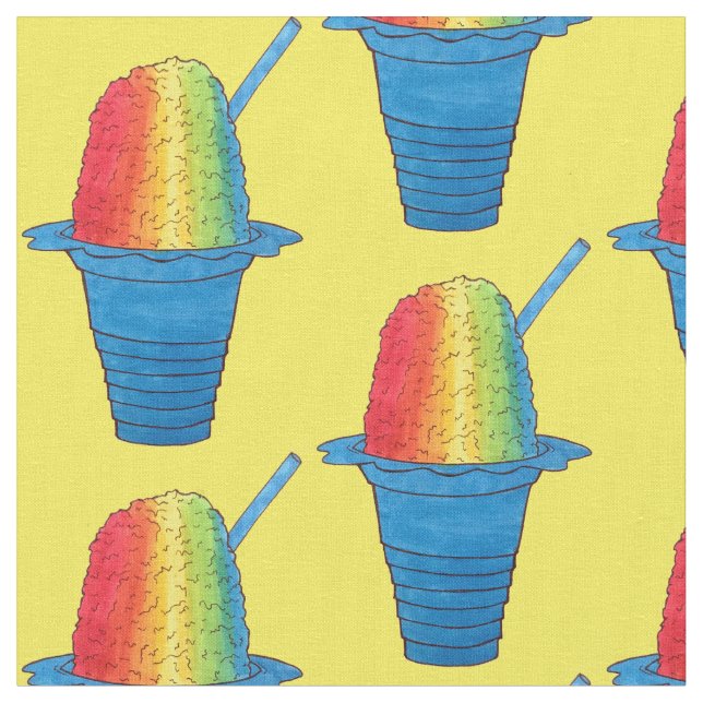 Hawaiian Rainbow Shave Ice Frozen Dessert Hawaii Fabric (Close Up)