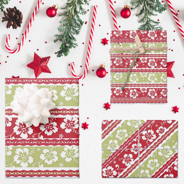 Hawaiian Red and Green Hibiscus Wrapping Paper (Creator Uploaded)