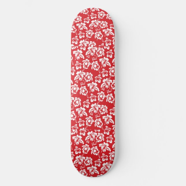 Hawaiian Red Flower Skateboard (Front)