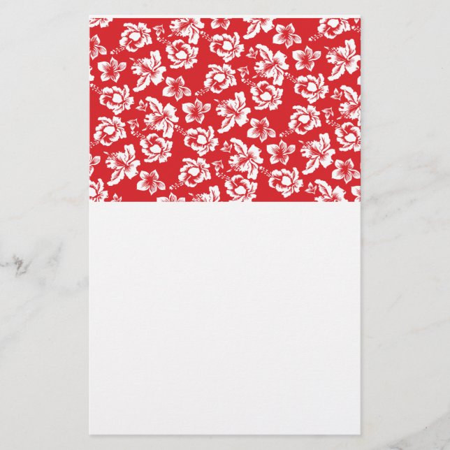 Hawaiian Red Flower Stationery (Front)