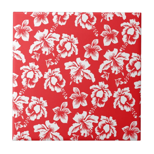 Hawaiian Red Flowers Tile (Front)