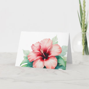 Hawaiian Red Hibiscus with Monstera Hawaii Love Note Card