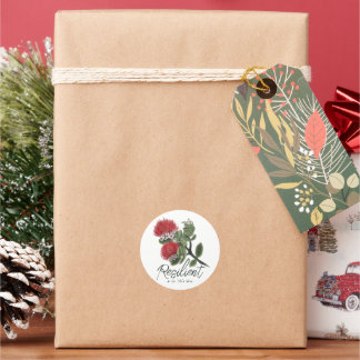 Hawaiian Red Lehua Flower Watercolor Resilience Classic Round Sticker