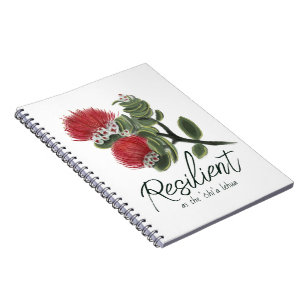 Hawaiian Red Lehua Flower Watercolor Resilience Notebook
