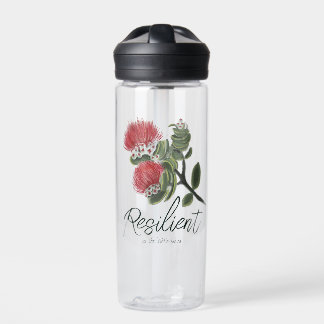 Hawaiian Red Lehua Flower Watercolor Resilience Water Bottle