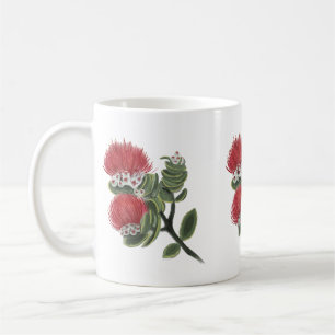 Hawaiian Red Lehua Tropical Flower Watercolor Coffee Mug