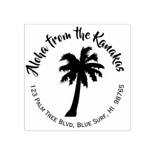 Hawaiian Return Address Stamp Palm Tree Customised