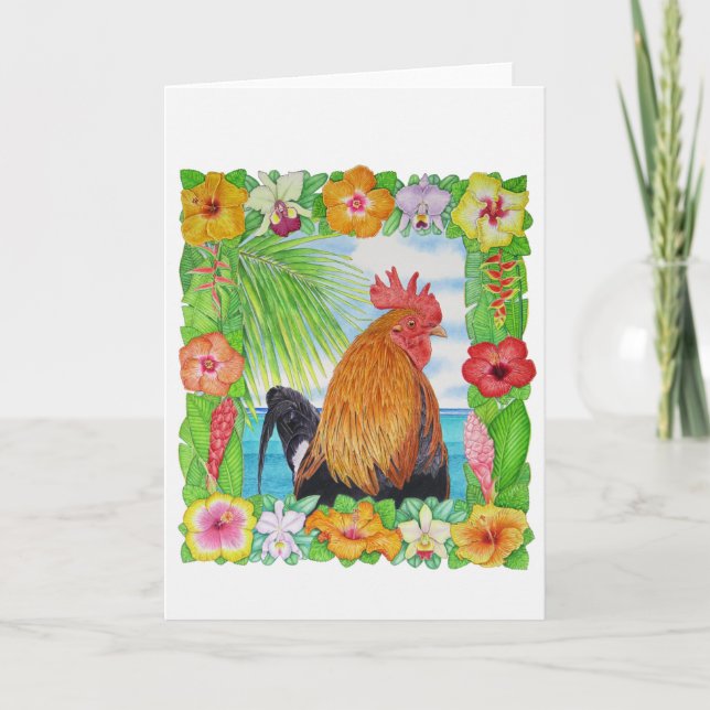 Hawaiian Rooster Card (Front)