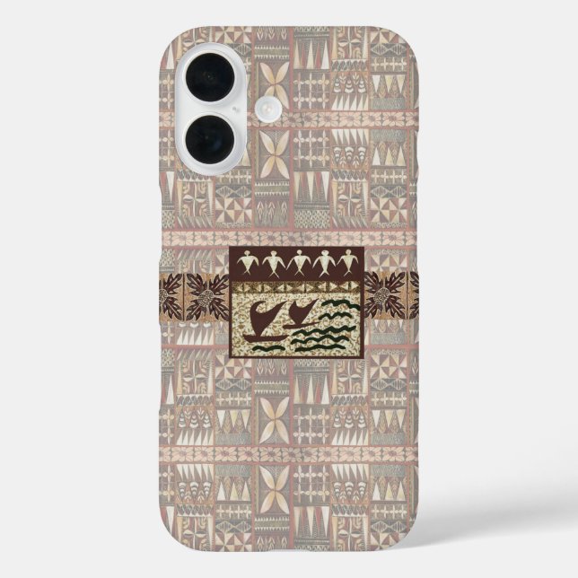 Hawaiian Sailing Canoe and Tapa Phone Case (Back)