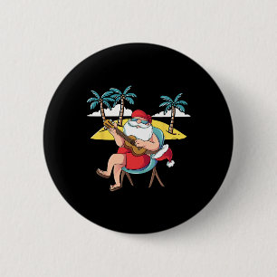 Hawaiian Santa Claus Hawaian Guitar Christmas In J 6 Cm Round Badge