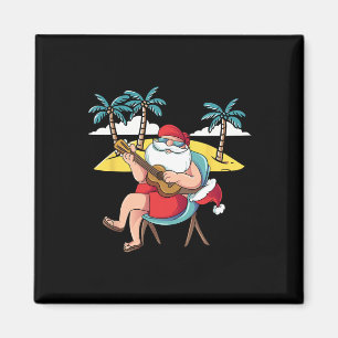 Hawaiian Santa Claus Hawaian Guitar Christmas In J Magnet