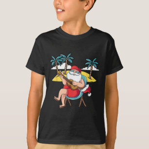 Hawaiian Santa Claus Hawaian Guitar Christmas In J T-Shirt
