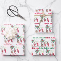Hawaiian Santa Mele Kalikimaka Wrapping Paper