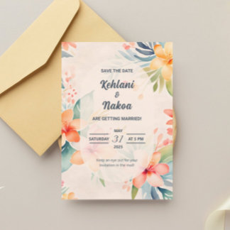 Hawaiian Save The Date Invite Magnetic Invitation