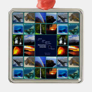 Hawaiian scenes collage metal tree decoration