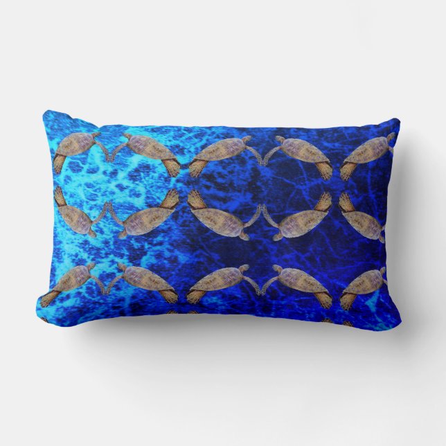 Hawaiian sea turtle art prints lumbar pillow (Front)