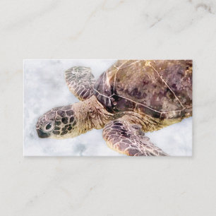 Hawaiian Sea Turtle Realistic Watercolor Business Card