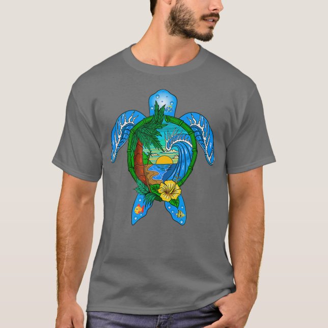 Hawaiian Sea Turtle Tee Shirt - Hawaii Beach (Front)
