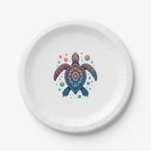 Hawaiian Sea Turtle Tie-Dye Hawaii Vacation Beach  Paper Plate