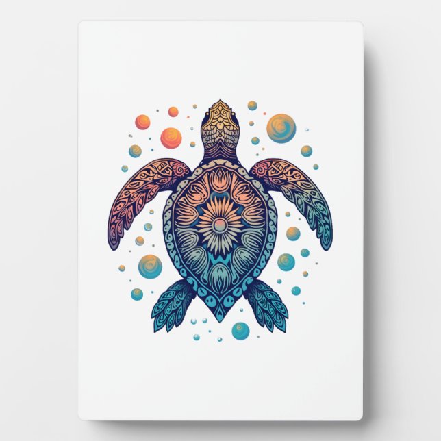 Hawaiian Sea Turtle Tie-Dye Hawaii Vacation Beach  Plaque (Front)