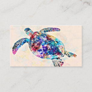 Hawaiian Sea Turtle Watercolor Business Card