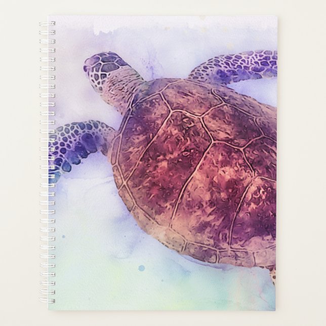Hawaiian Sea Turtle Watercolor Planner (Front)