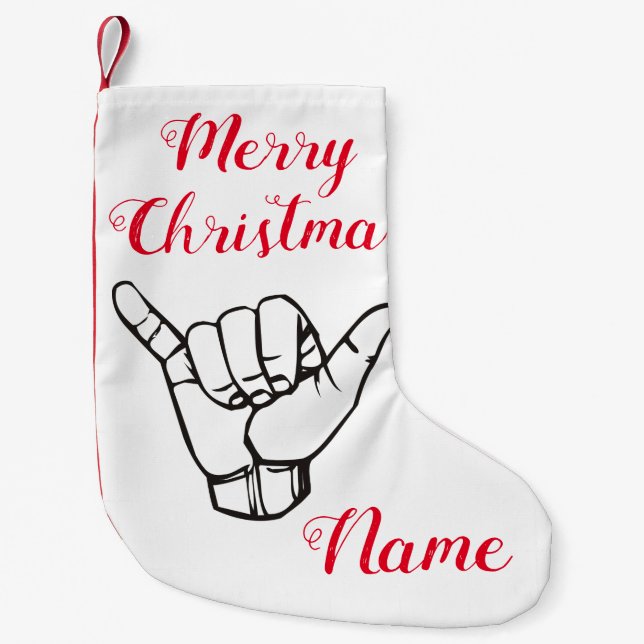 Hawaiian Shaka Brah Wave Thunder_Cove Small Christmas Stocking (Front)