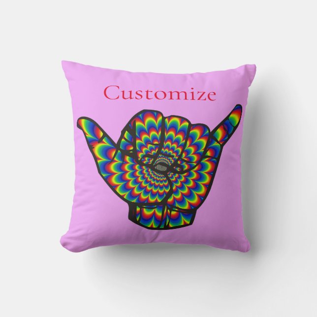 Hawaiian Shaka Psychedelic Thunder_Cove Cushion (Front)