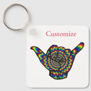 Hawaiian Shaka Psychedelic Thunder_Cove Key Ring