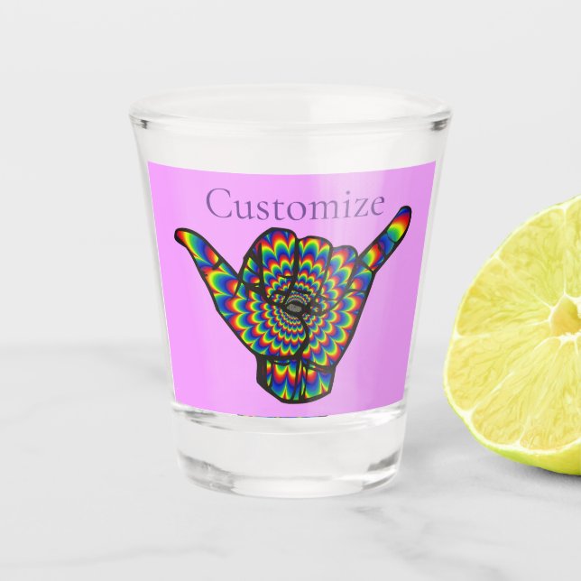 Hawaiian Shaka Psychedelic Thunder_Cove Shot Glass (Front)