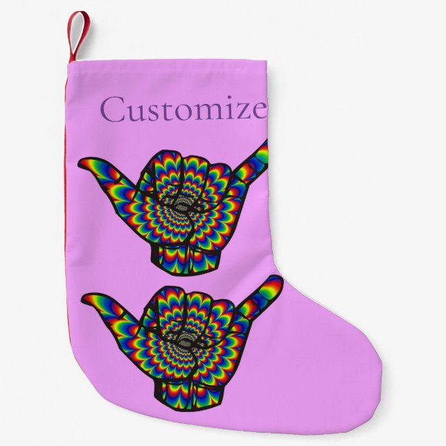 Hawaiian Shaka Psychedelic Thunder_Cove Small Christmas Stocking (Front)