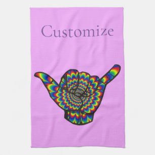 Hawaiian Shaka Psychedelic Thunder_Cove Tea Towel