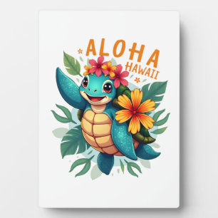 Hawaiian-Shirt Aloha Hawaii Sea Turtle Girl Women Plaque